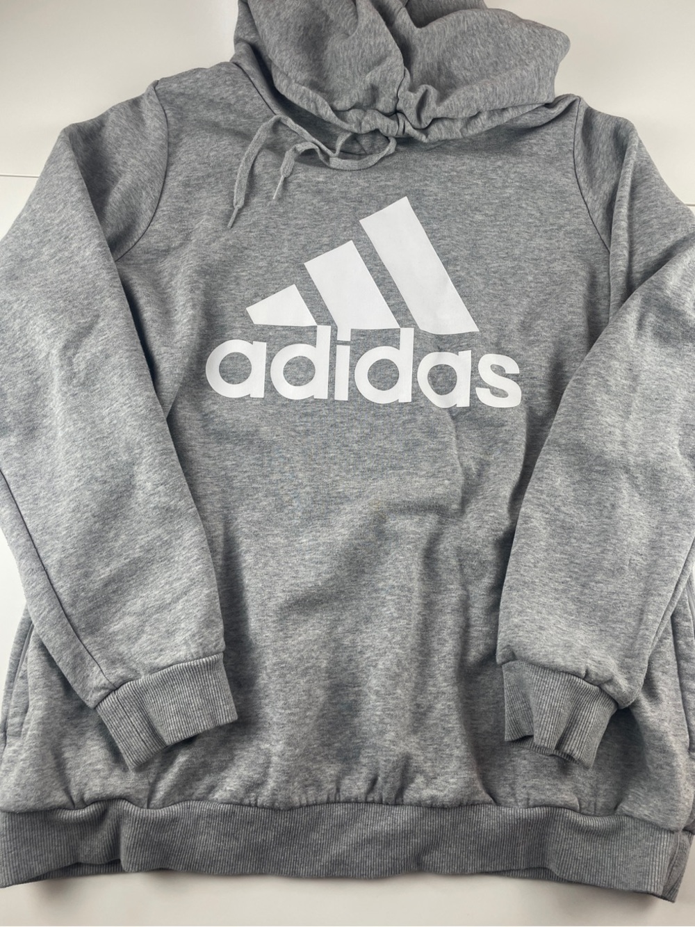 adidas Heather Gray Hoodie with White Logo